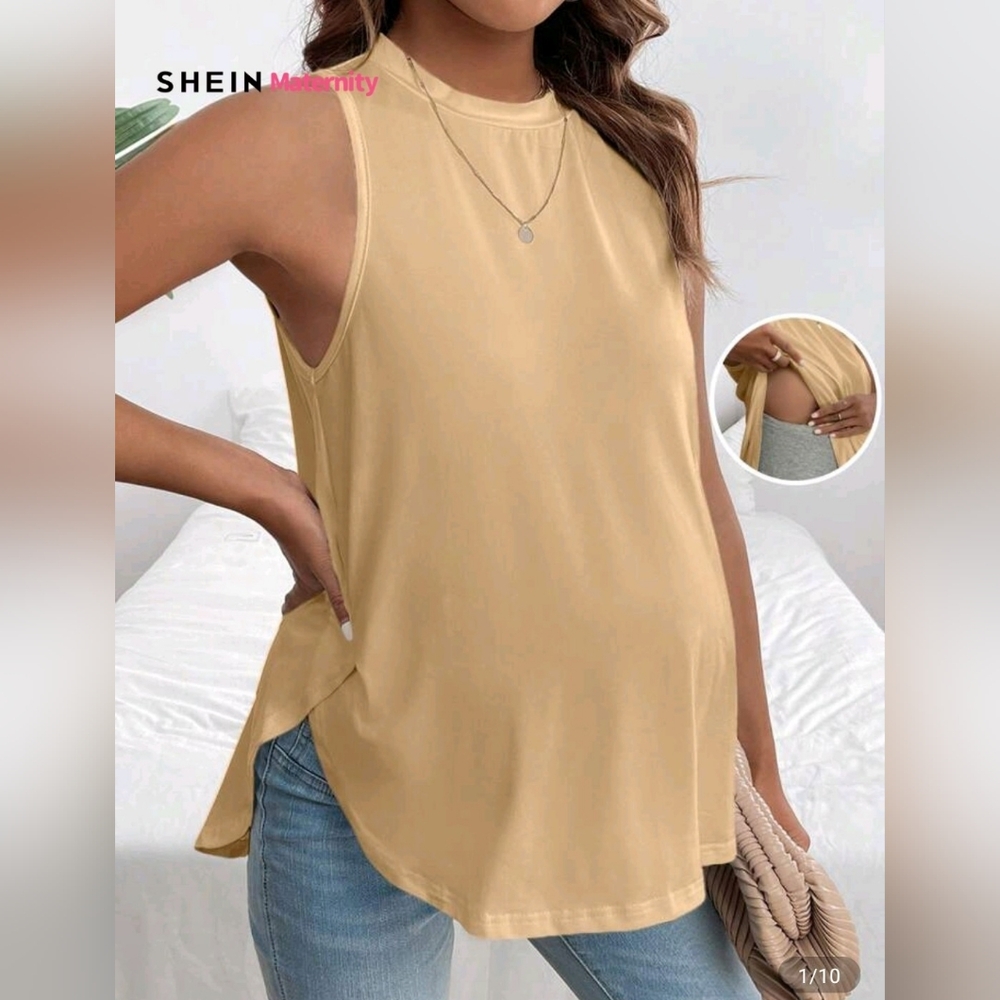 SHEIN Maternity Sleeveless Beige Tank Top